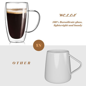 Wells condensation-free glass mug; keeps surfaces dry during refreshing beverages.