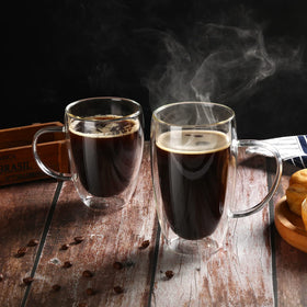 Wells heat-resistant exterior mug; comfortable grip while drinking hot beverages.