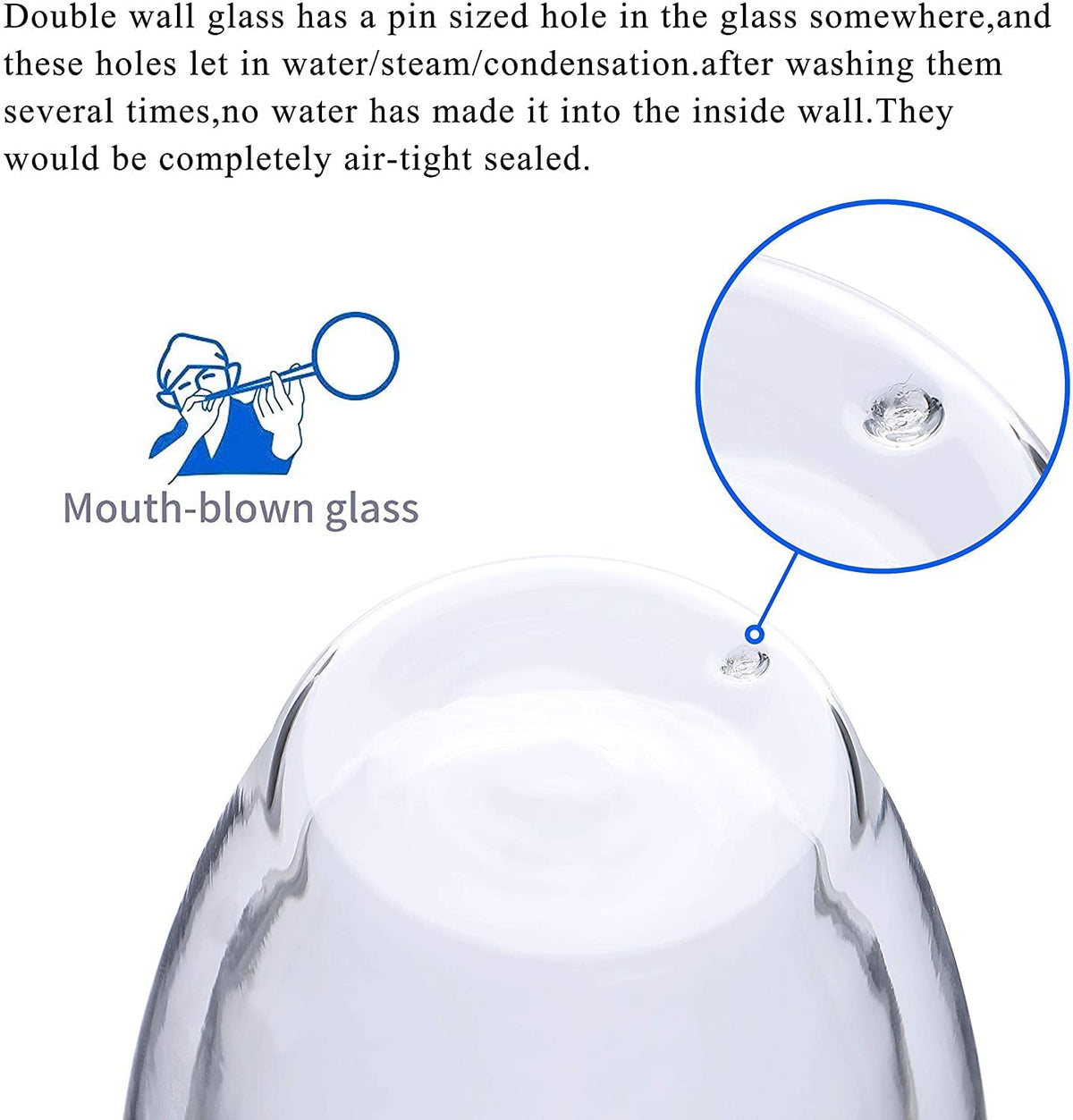 Wells double-wall mug; stable on table for hot or cold drinks.