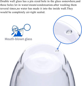Wells double-wall mug; stable on table for hot or cold drinks.