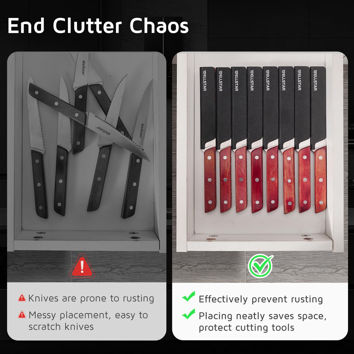 WellSTAR compact sheath keeps knives protected in drawers.