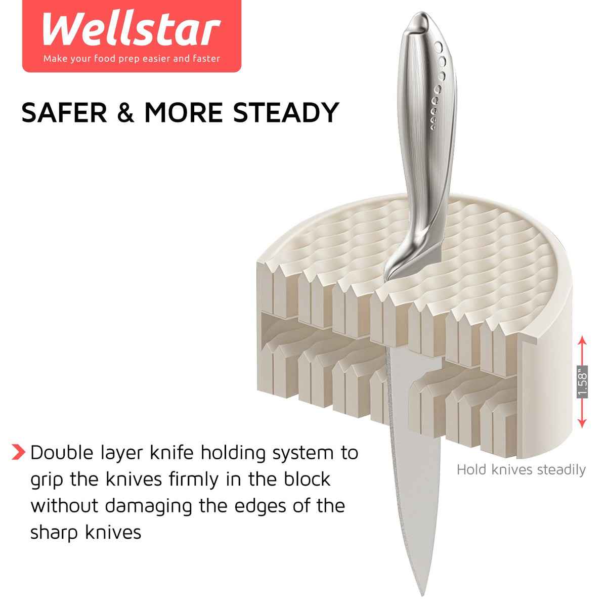 WELLSTAR knife block holder bottom drainage holes for quick drying
