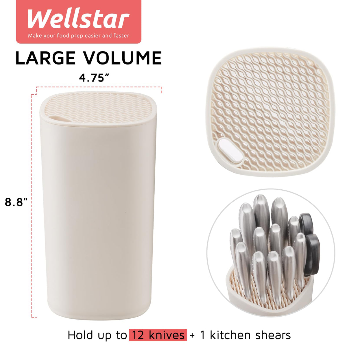 WELLSTAR knife block holder side view showing stable design