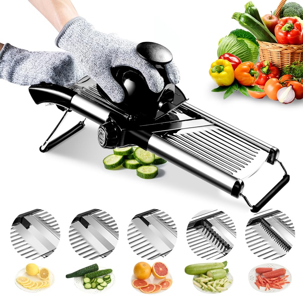 Weltonhm mandoline slicer setup with stable non slip base for safe prep.