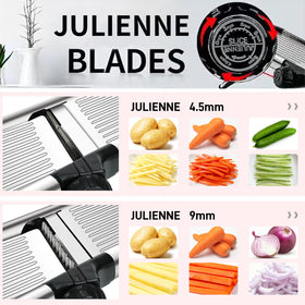 Weltonhm stainless steel blade delivers sharp, durable vegetable slices.