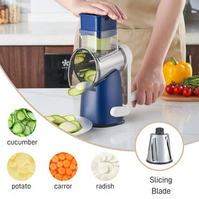 Weltonhm rotary cheese grater disassembled for easy cleaning and storage.