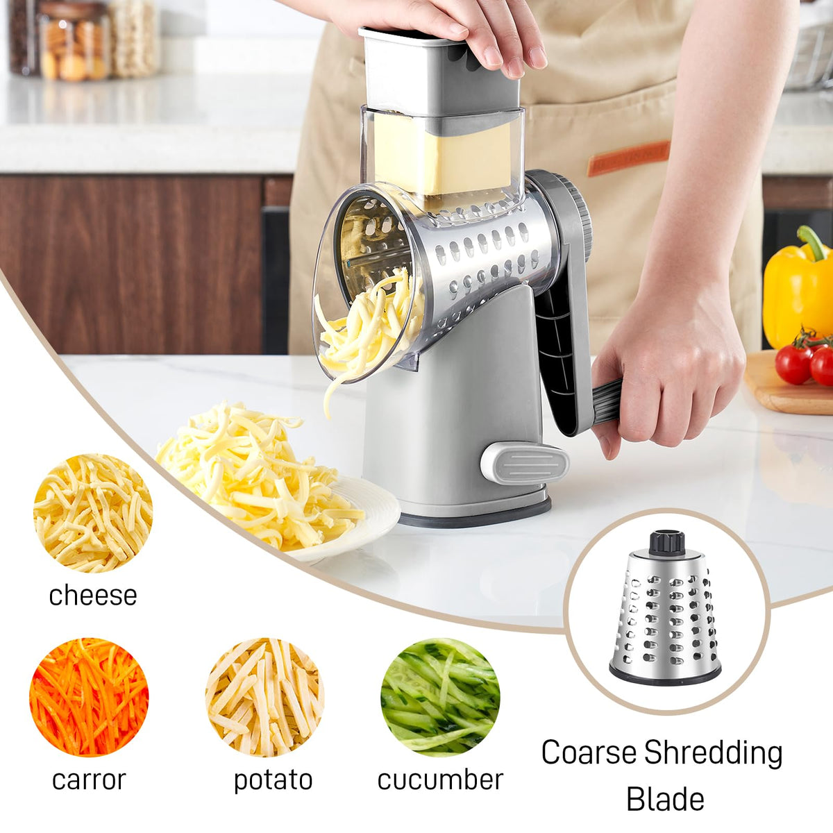 Weltonhm food pusher guiding fingers away from blades for safety.