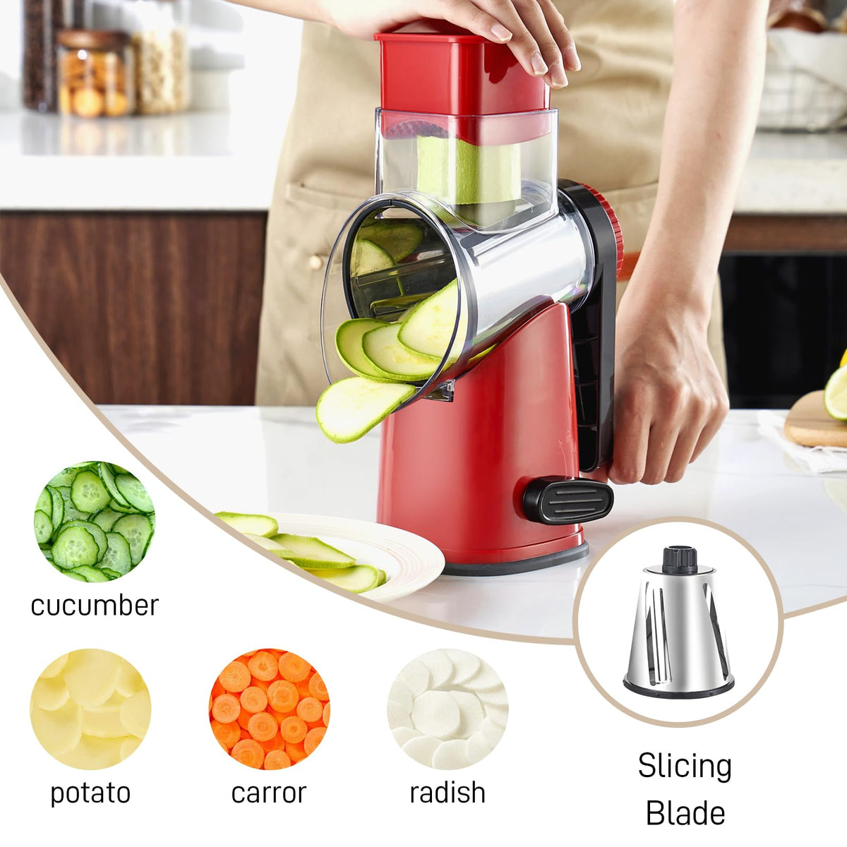 Suction base grips counter for steady, safe grating on any surface