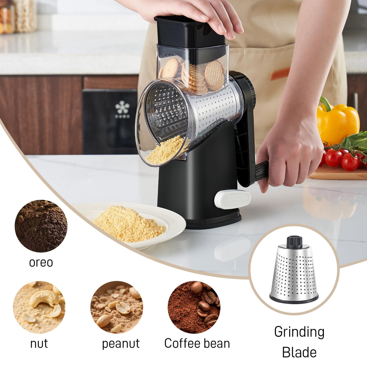 Weltonhm waffle slicer blade enables creative veggie and cheese prep