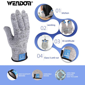 WENDOM cut-resistant gloves level 5 protect hands during shucking.