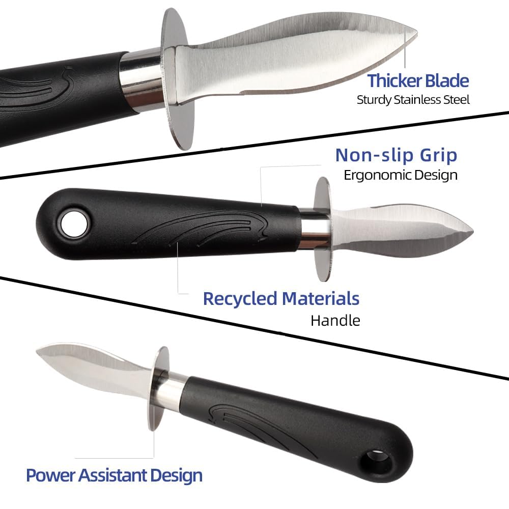WENDOM oyster knife shucker set sturdy blade designed for easy opening.