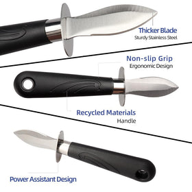 WENDOM oyster knife shucker set sturdy blade designed for easy opening.