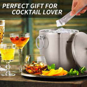 Removable strainer inside the WENEGG ice bucket separates meltwater for crisper ice