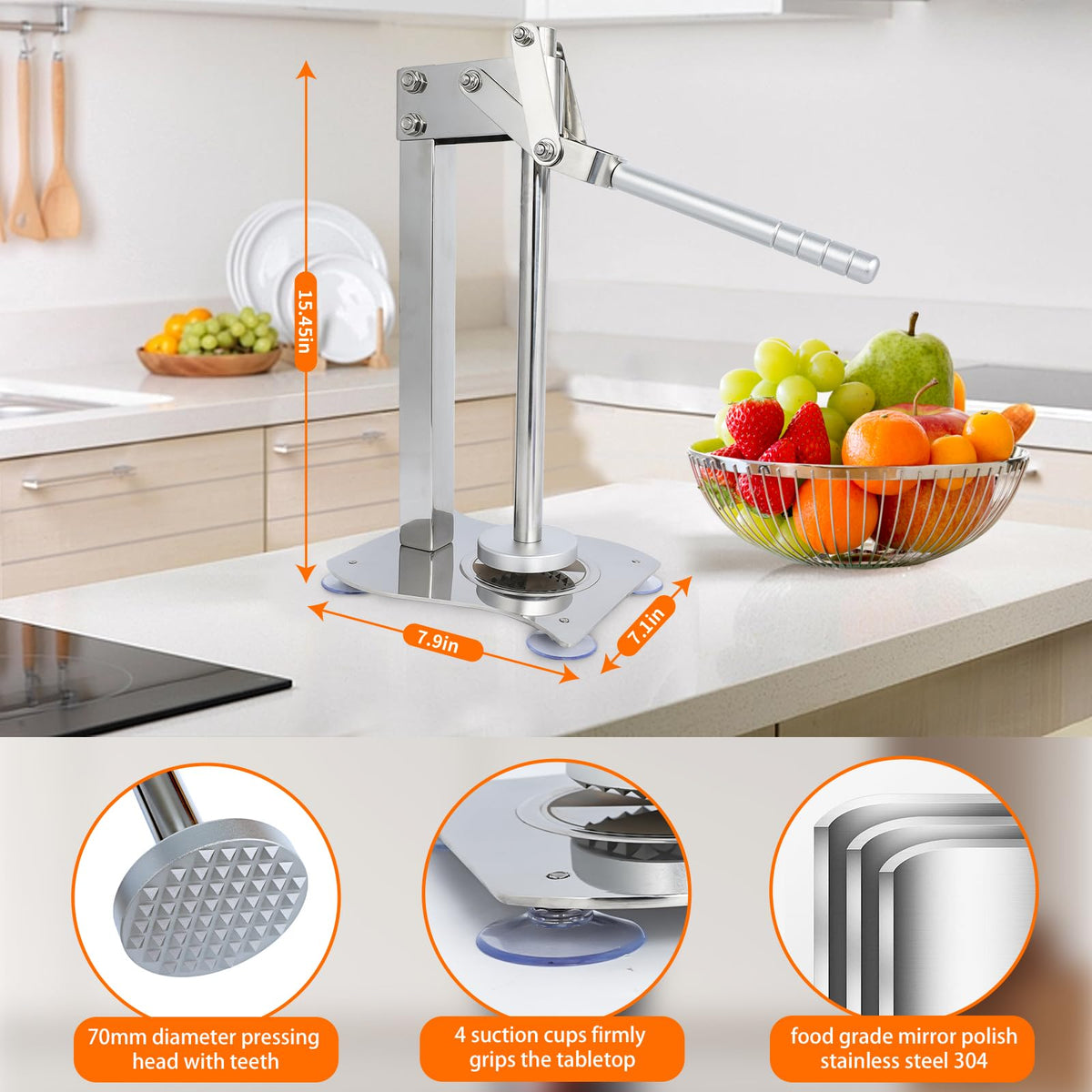 WENNING fast juice extraction action illustrates efficient squeezing.