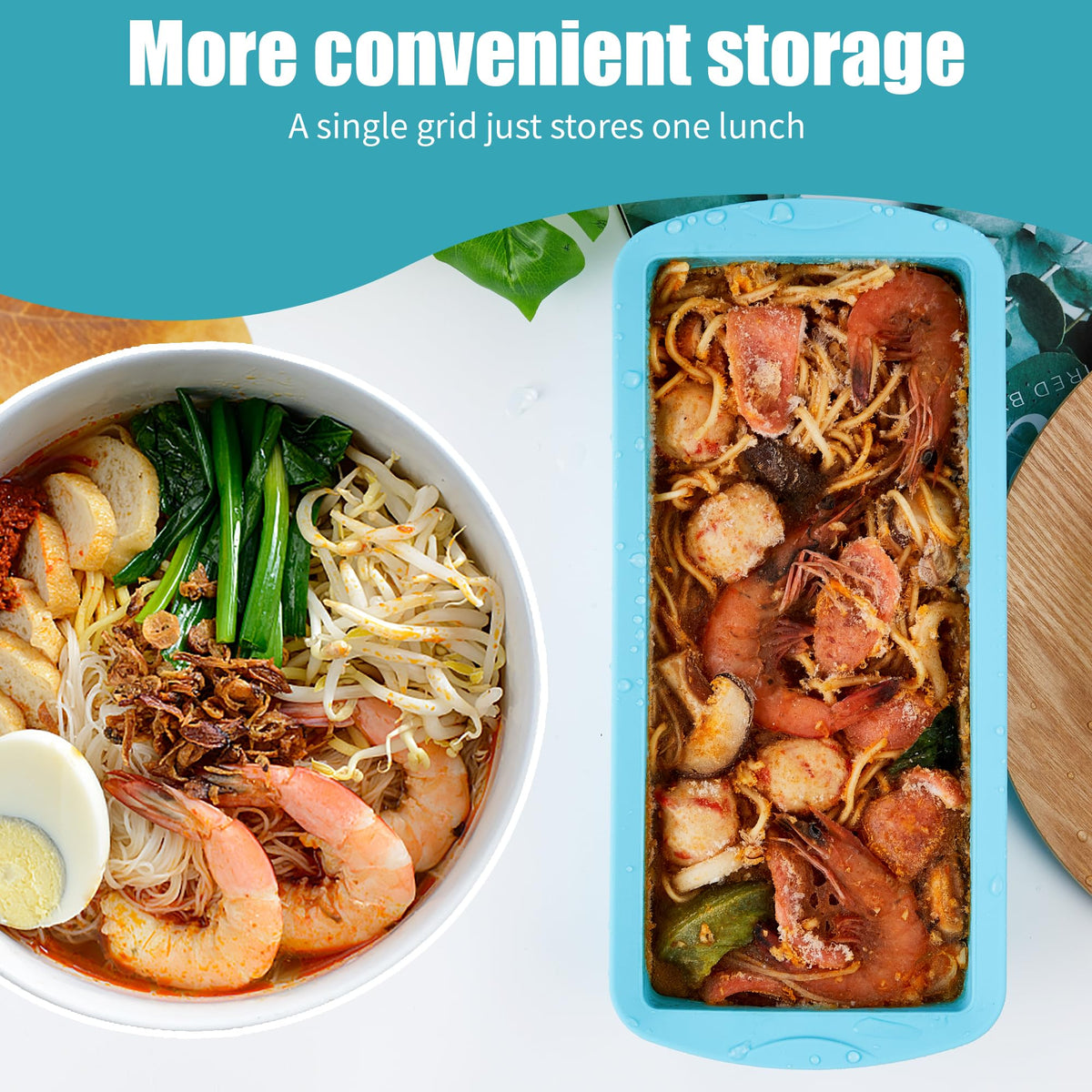WENQING freezer tray stored neatly in the freezer for organized leftovers.