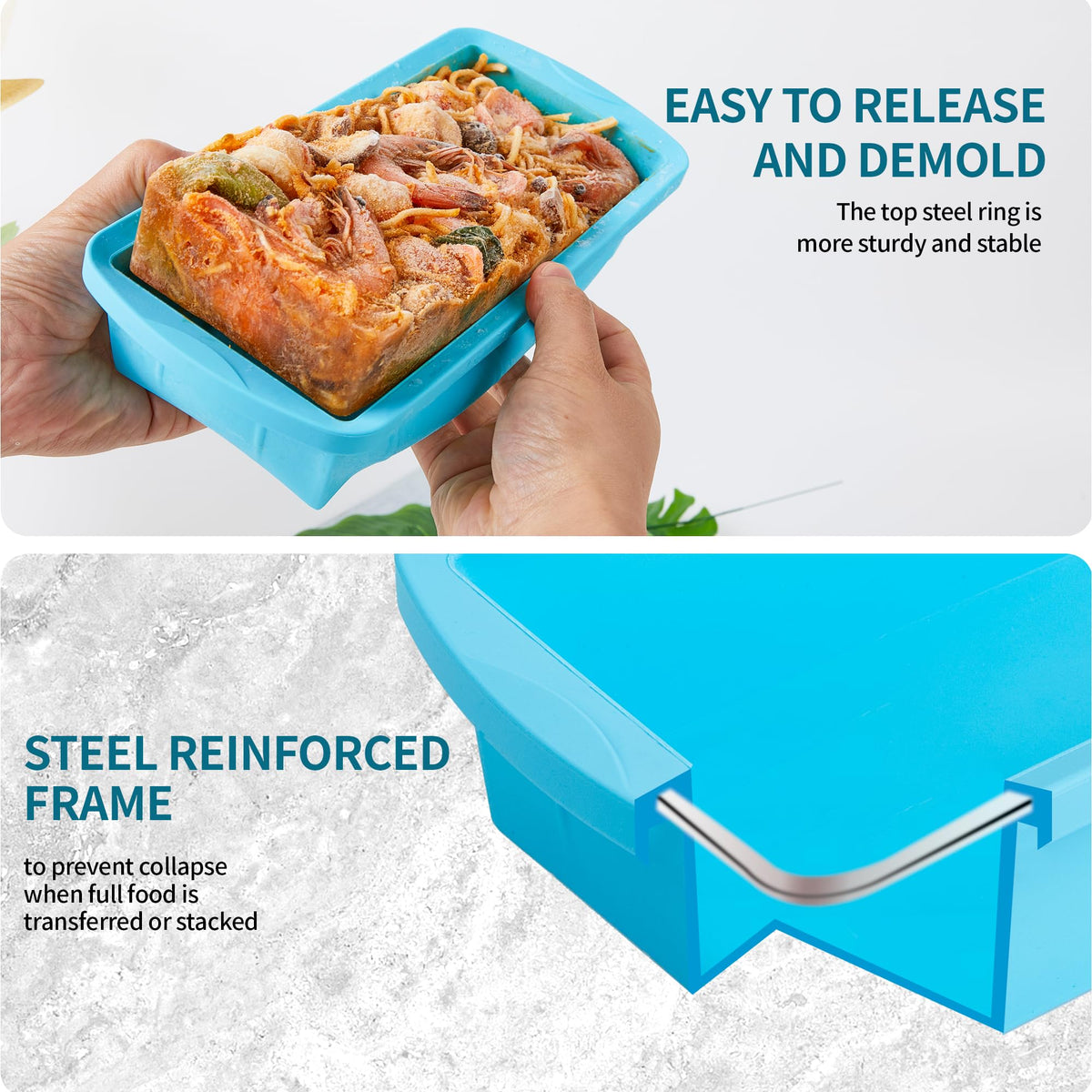 WENQING freezer tray with stainless steel frame for sturdy, tilt-free transfer.