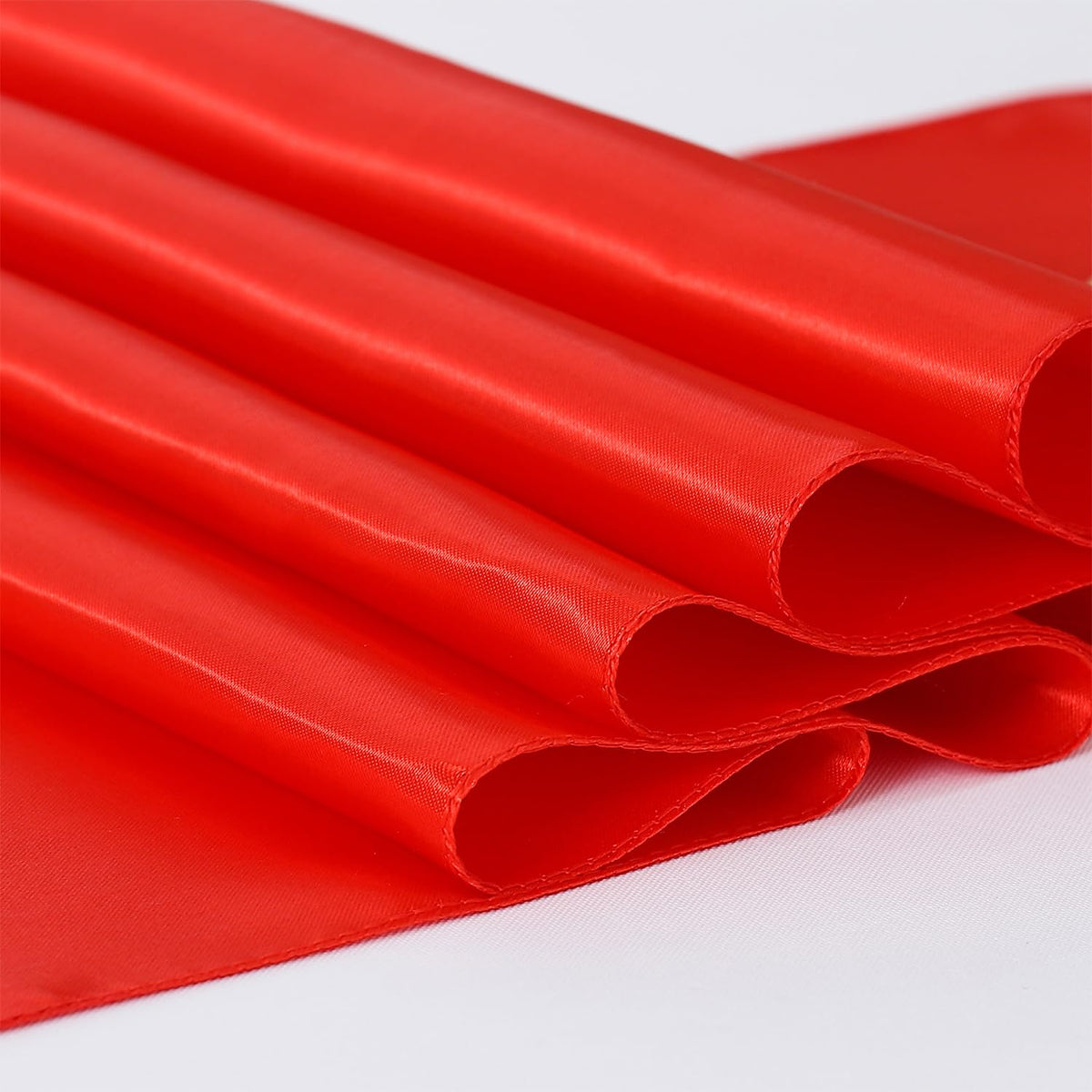WENSINL satin red runner close-up fabric showing sheen