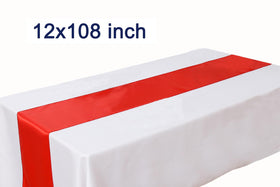 WENSINL satin red runner with wedding decor and setup
