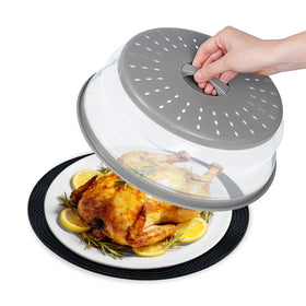 WENWELL 12in microwave splatter cover with vented design, keeps microwave clean.
