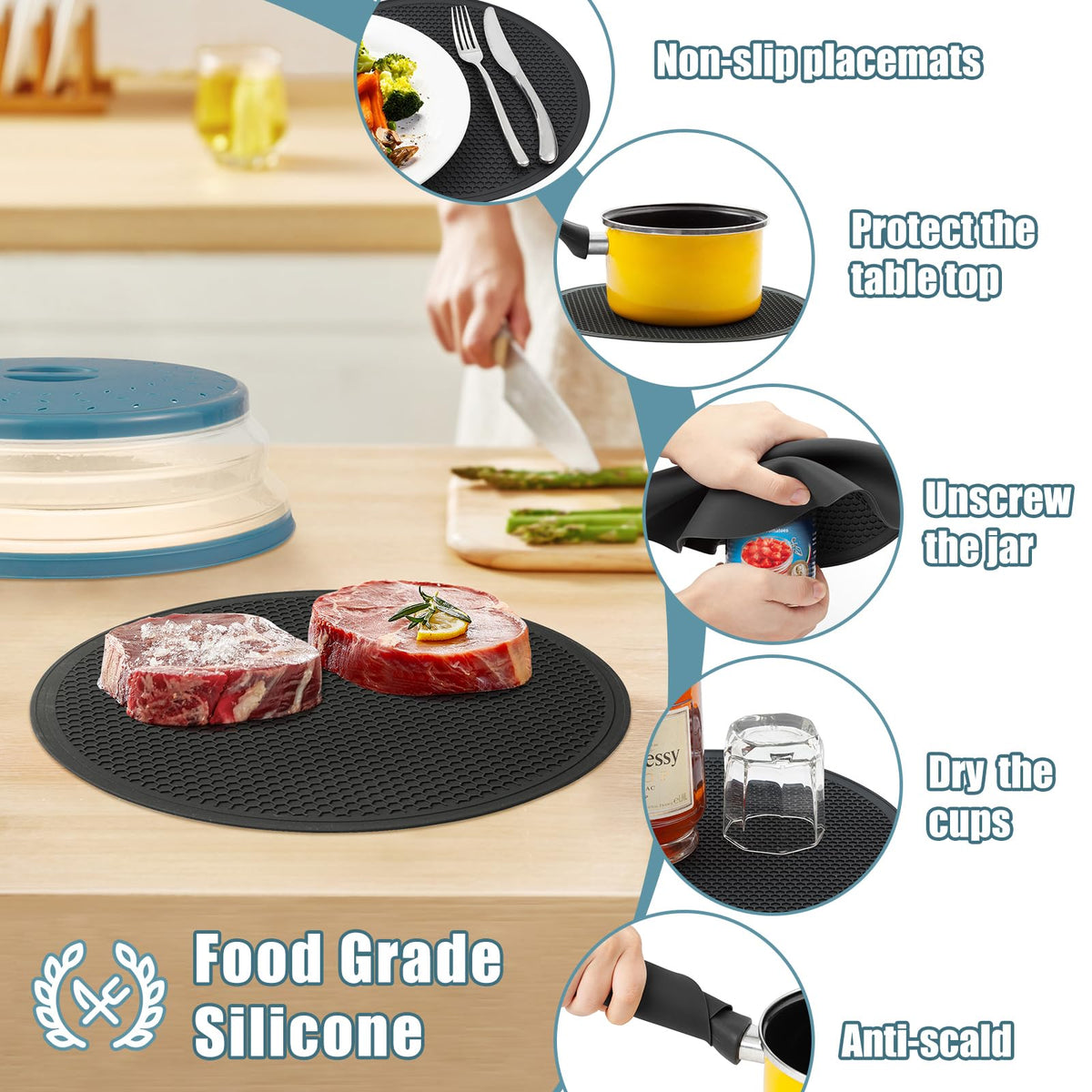 WENWELL dishwasher safe silicone mat easy to clean after meals