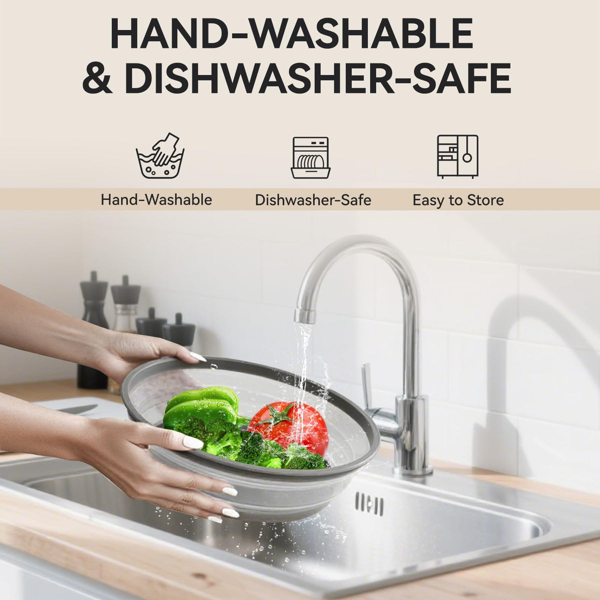 WENWELL easy-grip handle reduces burns during lid removal.