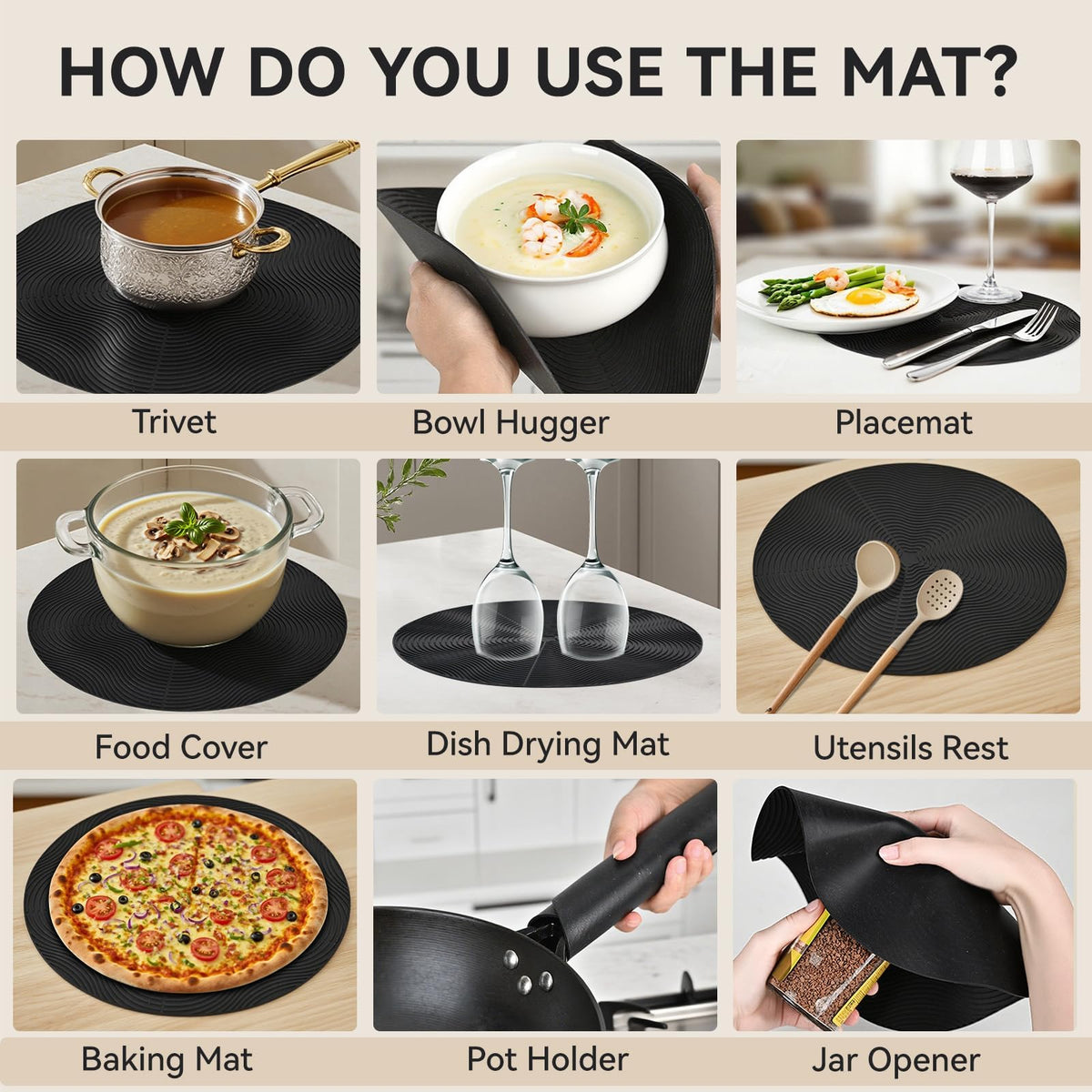 WENWELL heat-resistant silicone mat withstands heat up to 450°F.