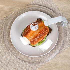 WENWELL 12-inch dome splatter cover shielding meals while staying clearly visible