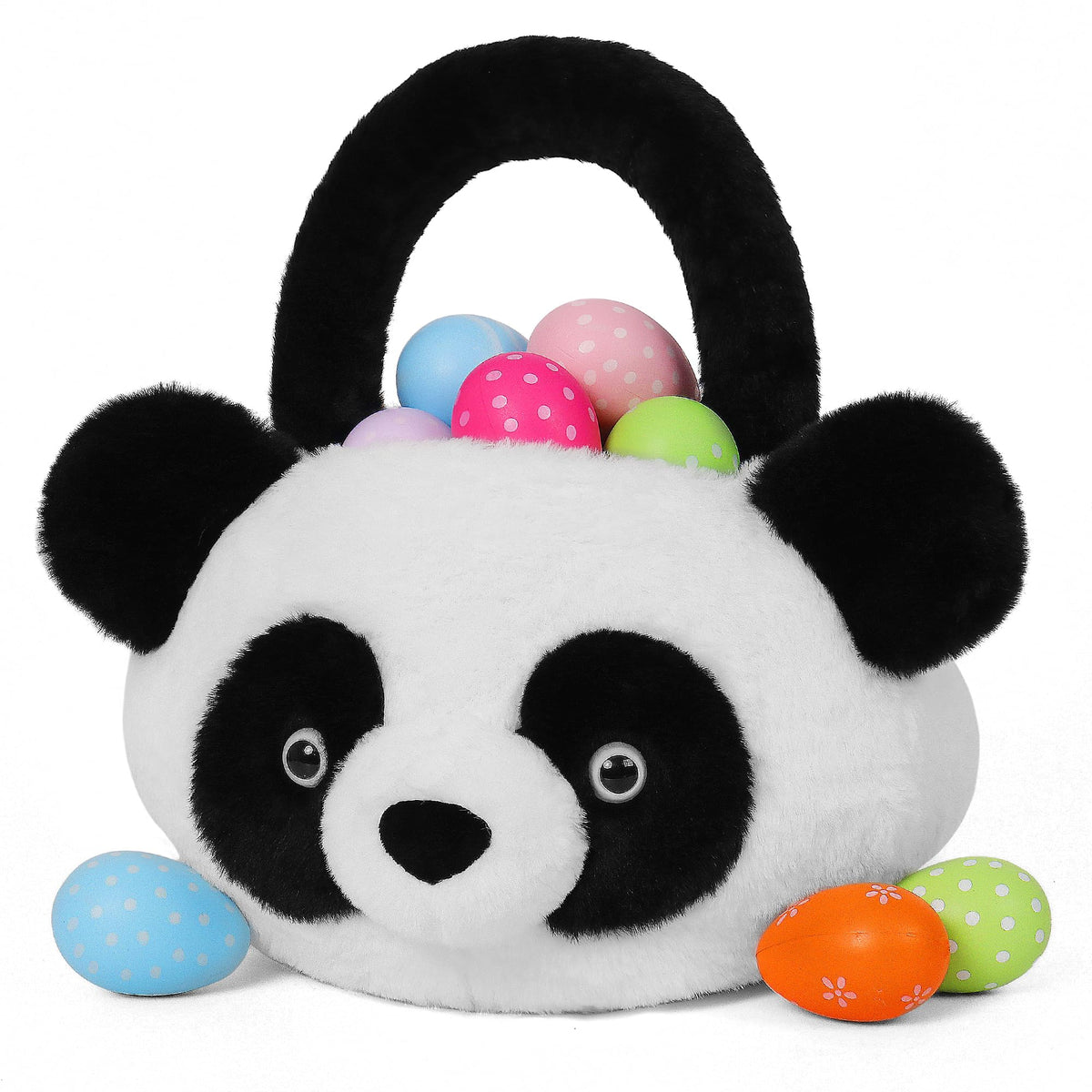 Wepop panda Easter basket plush for kids and egg hunts.
