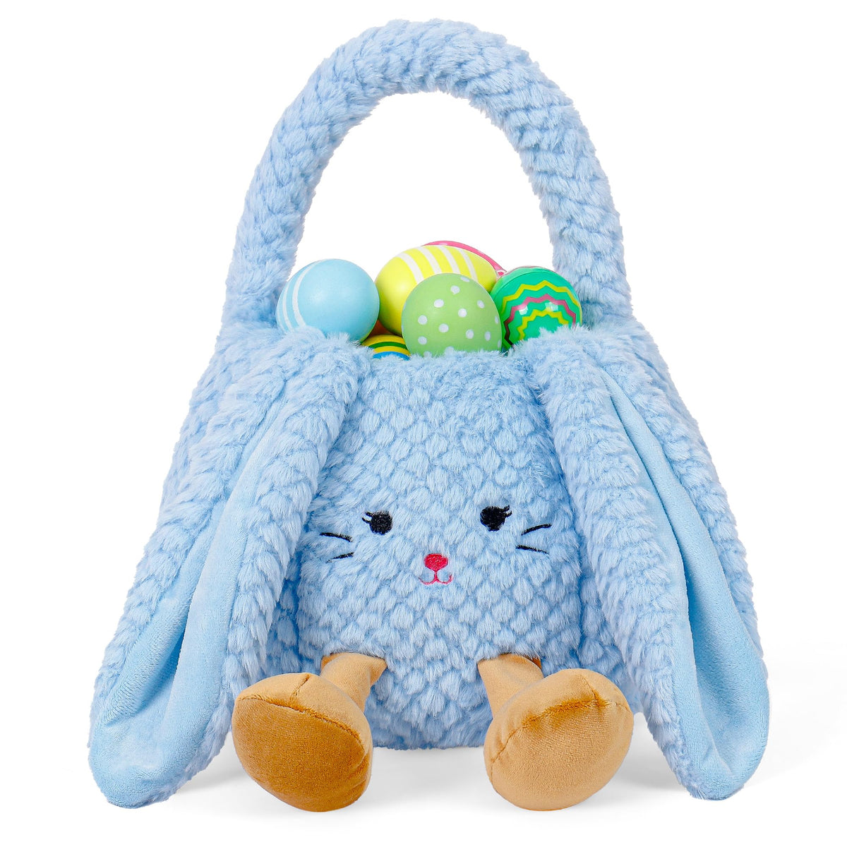 WePop Easter basket plush rabbit; soft fabric for egg hunts and gifts.
