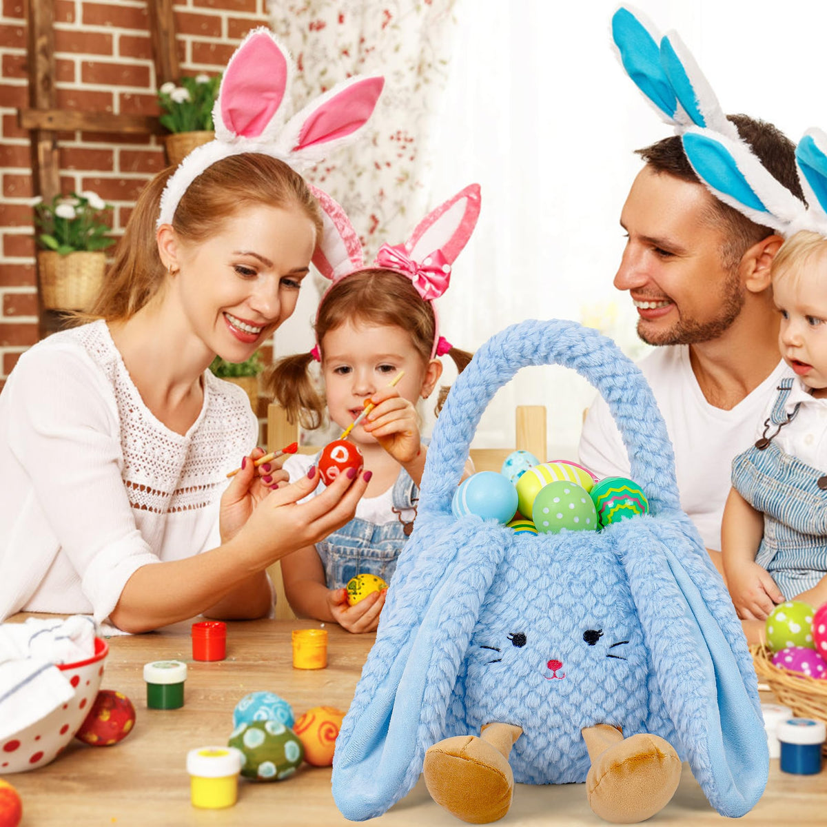 WePop Easter basket plush yellow chicken; bright accent for playful egg hunts.