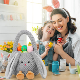 Wepop Easter basket plush bucket supports egg-hunt fun and tidy toy storage