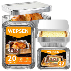WEPSEN large 9x13 aluminum pan with lid, ideal for casseroles and easy transport.