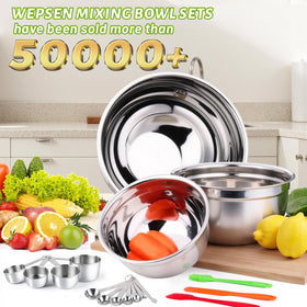 WEPSEN stainless steel bowls with mirror finish for easy cleaning and durability