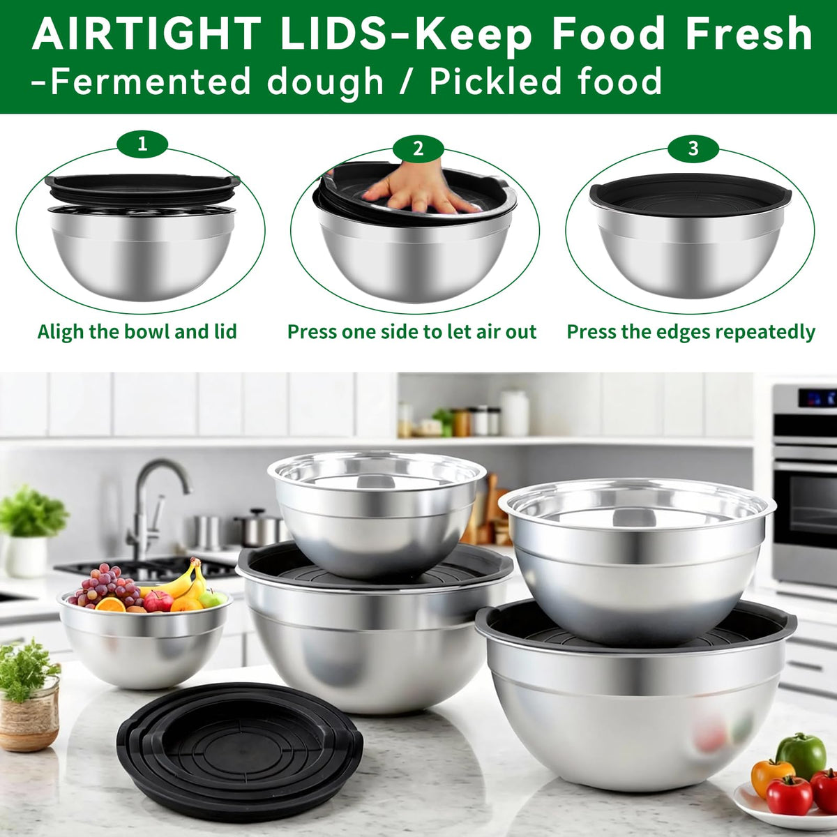 WEPSEN 2QT bowl with lid ideal for whipping and whisking tasks