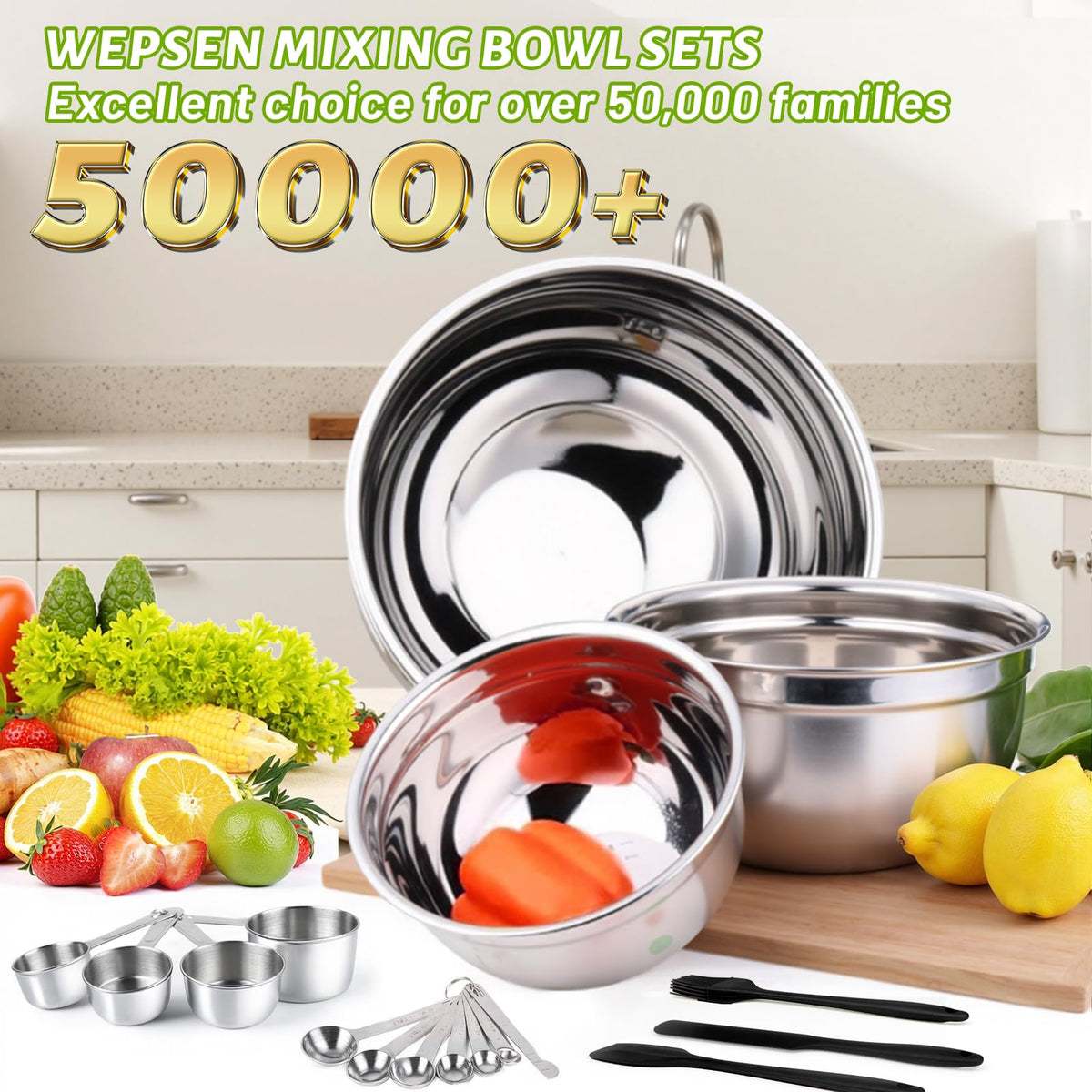 WEPSEN 4.5QT bowls with lids for versatile cooking and storing leftovers