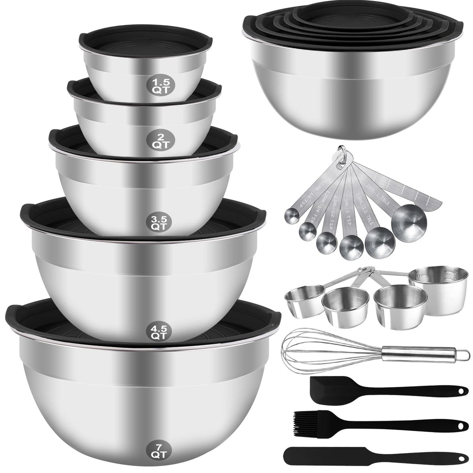 WEPSEN 7QT mixing bowls with airtight lids for efficient meal prep