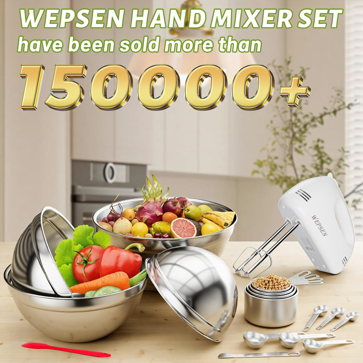 WEPSEN nesting bowls set stacks neatly for quick prep and cleanup.