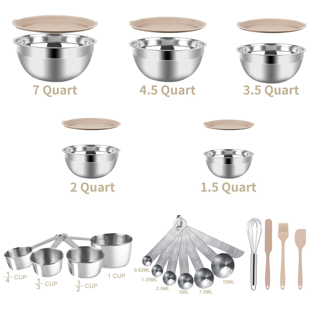 WEPSEN 7QT to 1.5QT sizes cover diverse kitchen tasks
