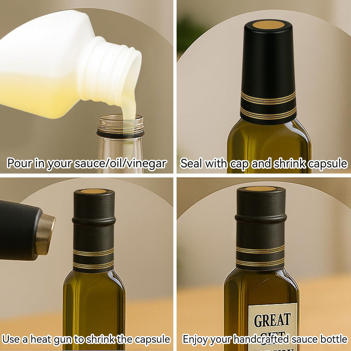 WERTIOO 18-pack square bottles display transparent glass ready for sauces or oils