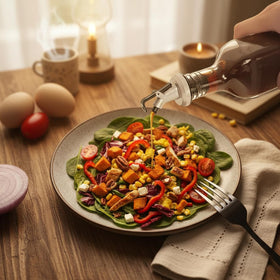 WERTIOO modern glass oil set complements any kitchen decor.