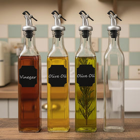 WERTIOO versatile dispenser set for oils and other kitchen liquids.