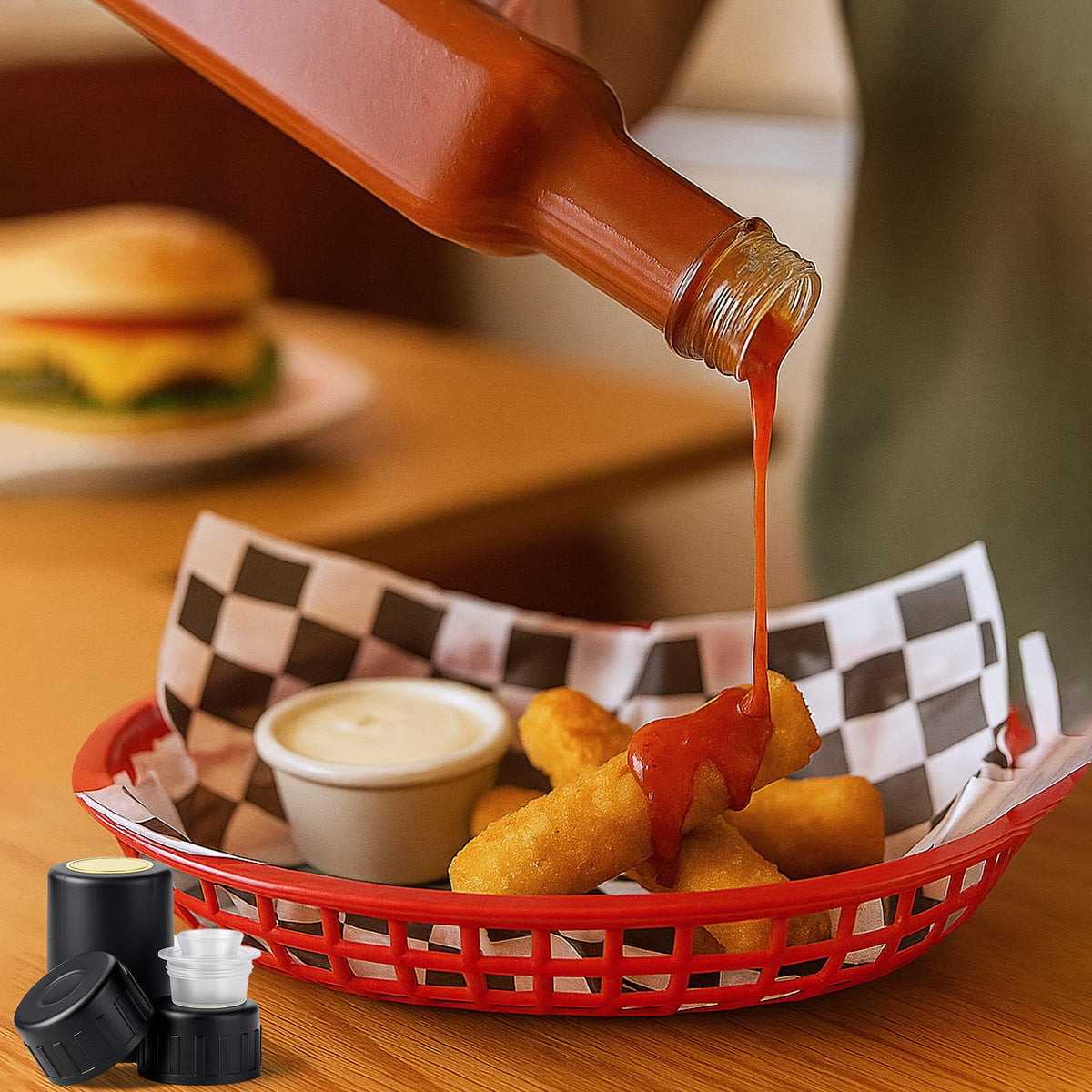 WERTIOO includes a funnel for mess-free filling of sauces and oils