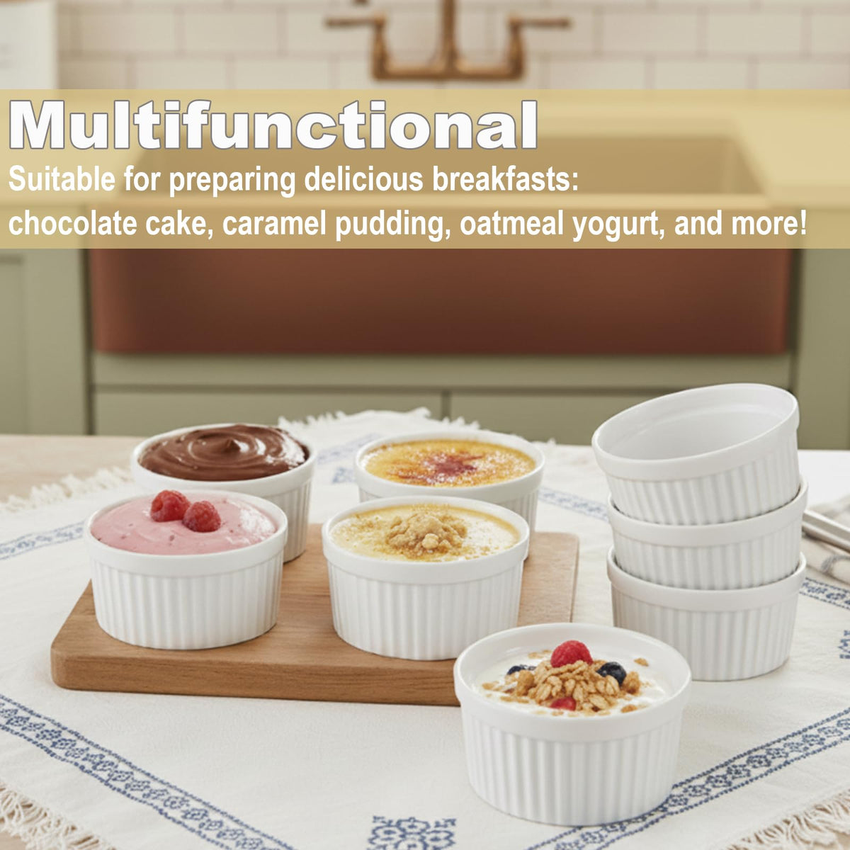 WERTIOO sleek white porcelain ramekins add an elegant touch to any table.