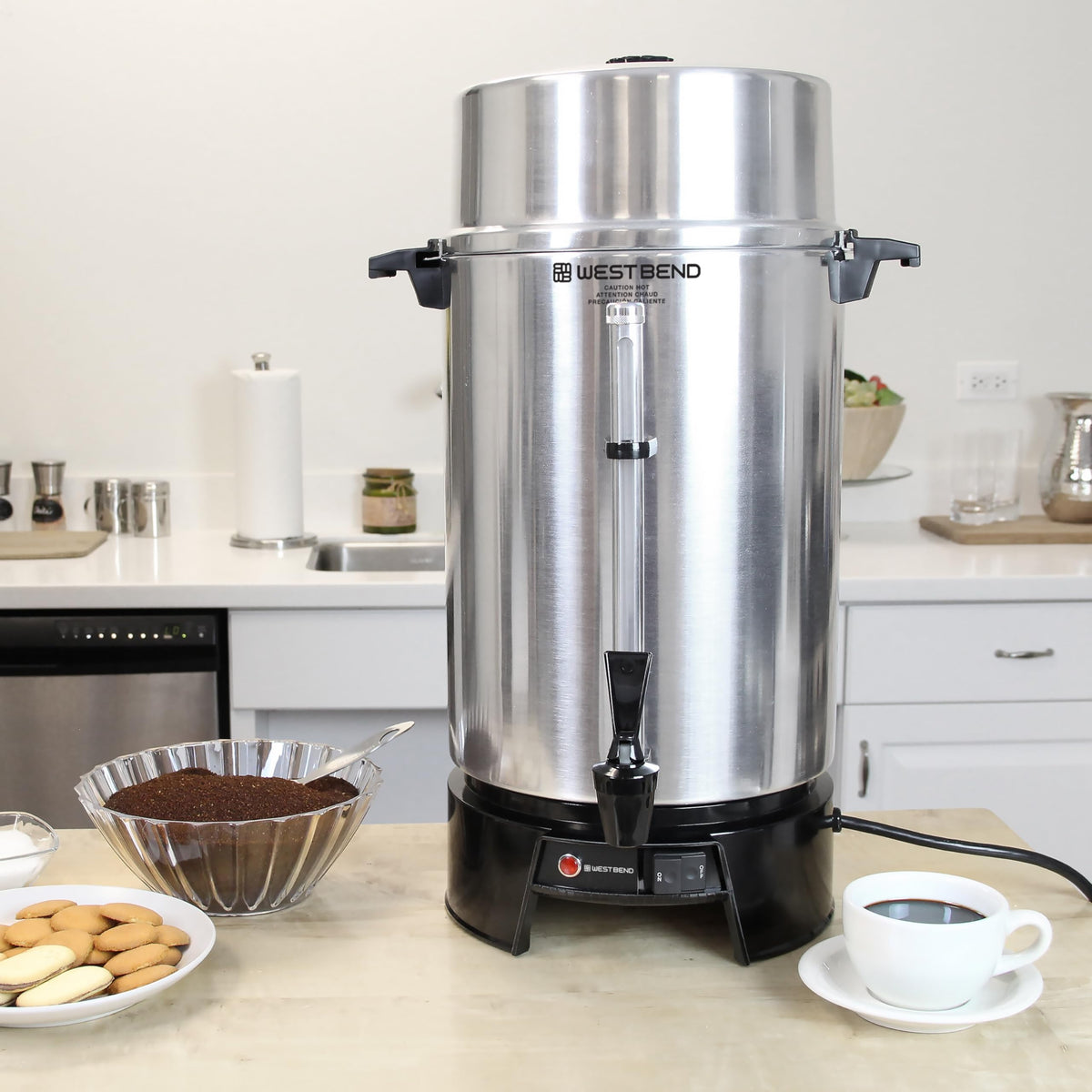 West Bend 33600 coffee urn keep-warm indicator light signals ready coffee