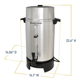 West Bend 33600 coffee urn lockable lid prevents accidental spills
