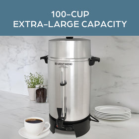 West Bend 33600 coffee urn no-drip spigot prevents spills during service