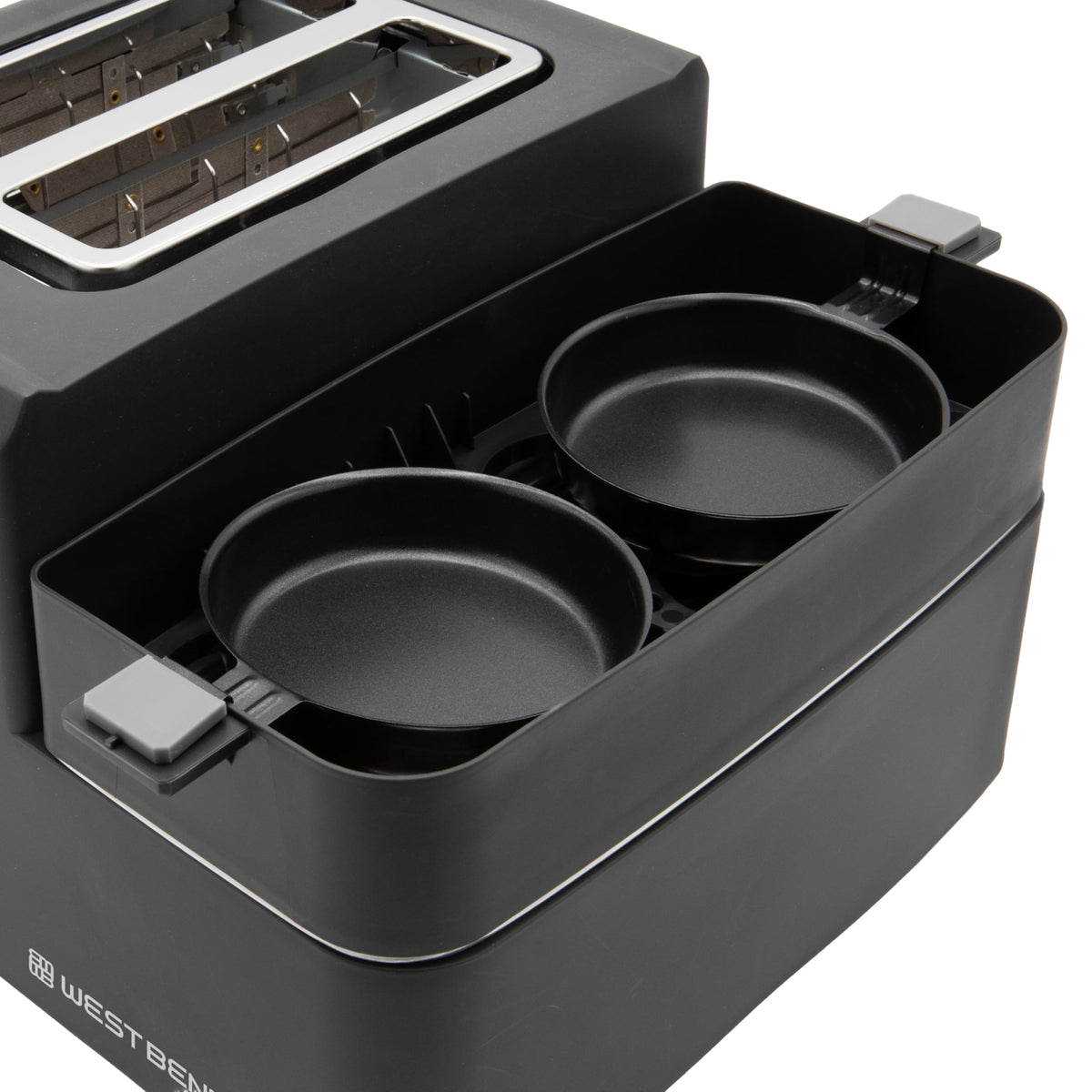 West Bend compact black design fits small kitchens and modern countertops