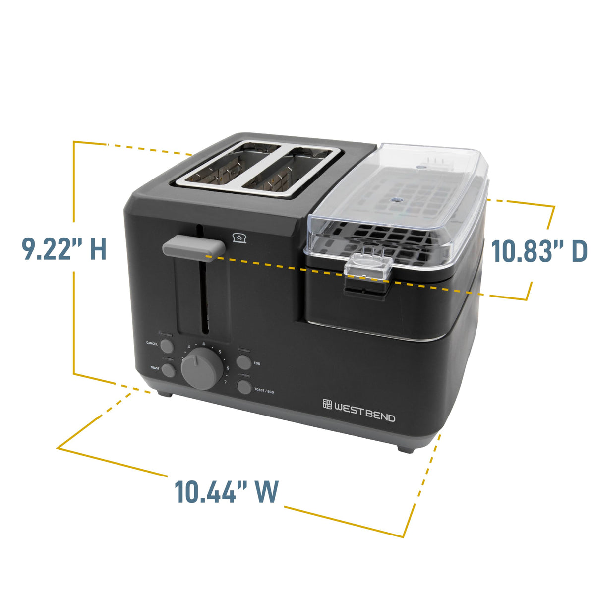 West Bend electronic controls offer light to dark shade settings for consistent results