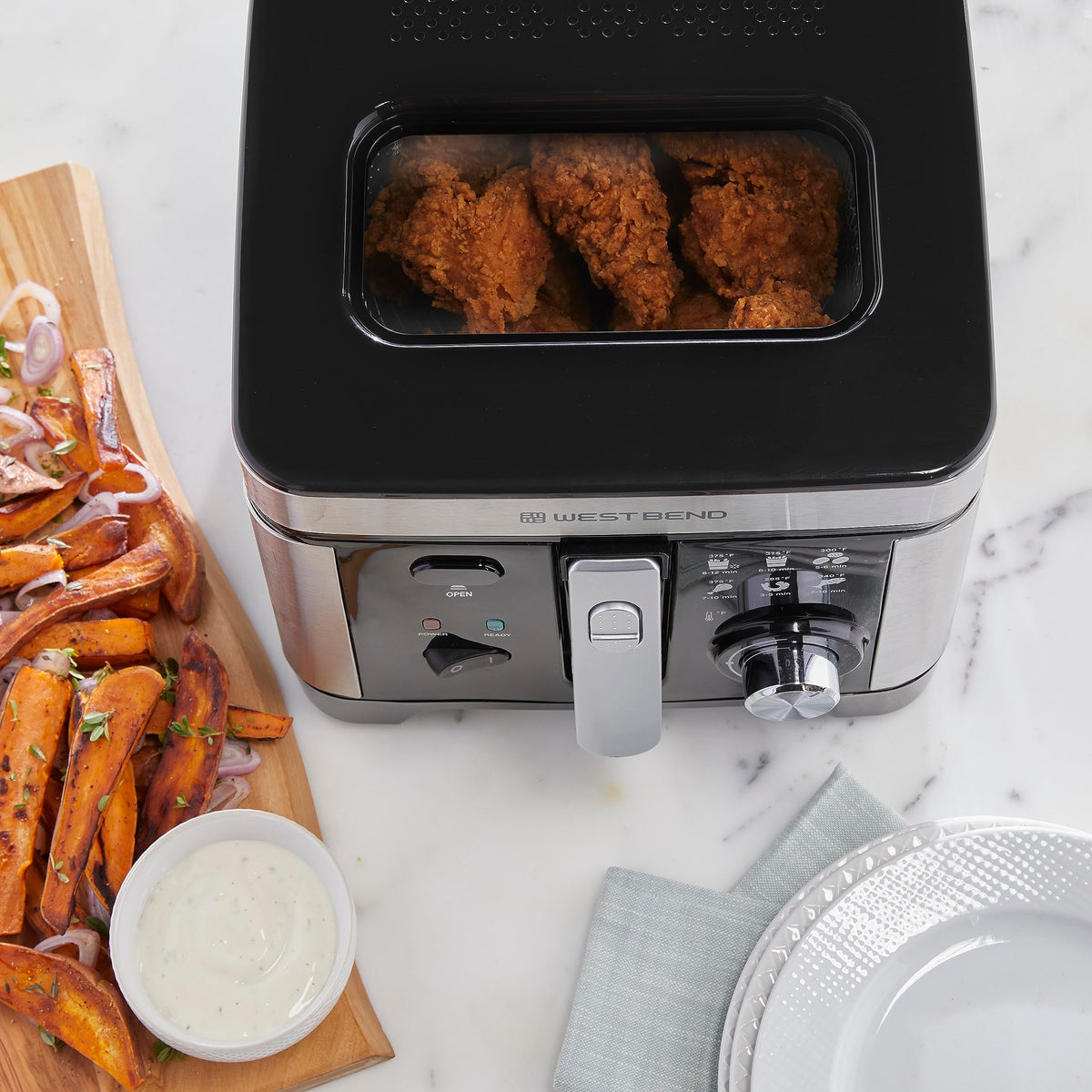 West Bend Deep Fryer nonstick basket helps with easy food release and cleanup