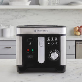 West Bend Deep Fryer temperature guide visible on unit for precise cooking results